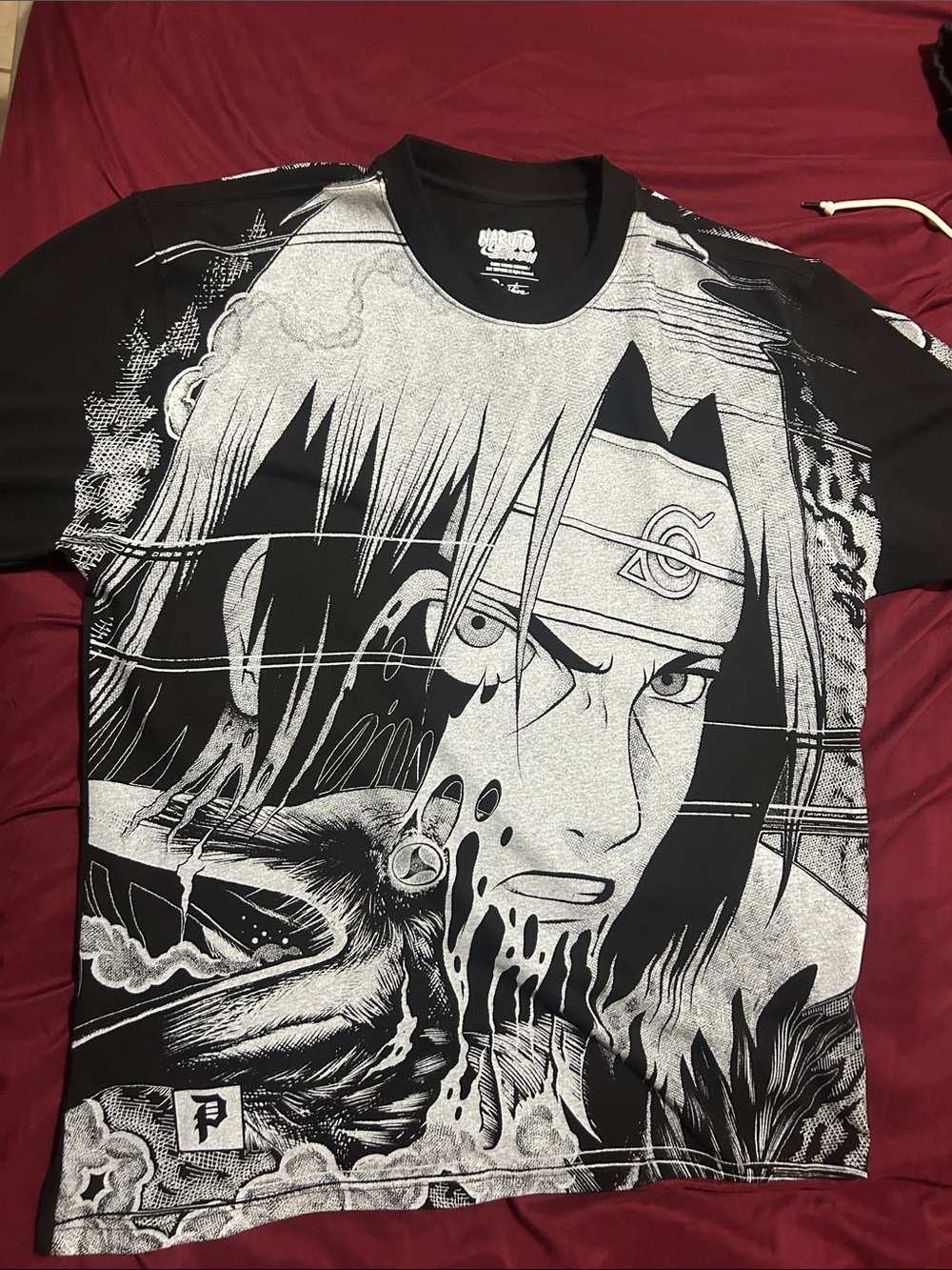 Primitive Black and Gray Manga Graphic Short Sleeve Tee